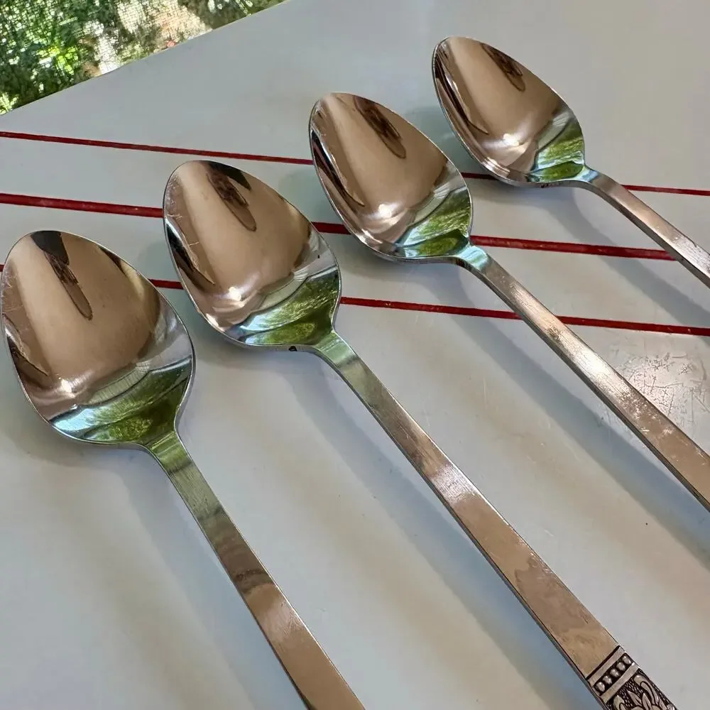 Vintage Tremont Iced Teaspoons Set of 4 MCM Floral Stainless Japan
